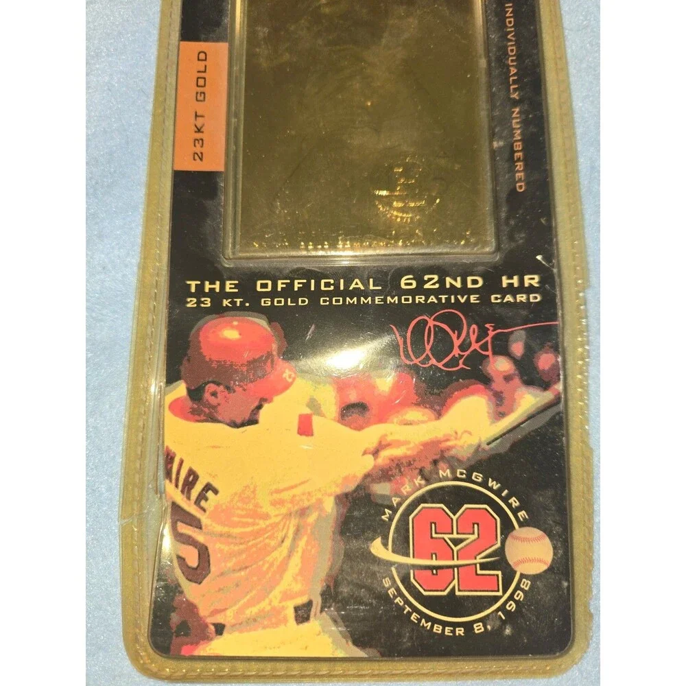 Vtg. 1998 Mark McGwire 23KT Gold Card The Official 62nd HR (LG-3)